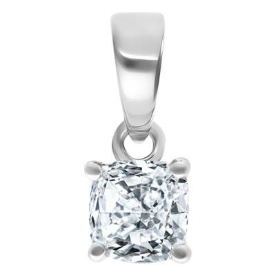 Pendentif Diamant Solitaire Coussin 0,25 ct en Or Blanc 750 - Divine