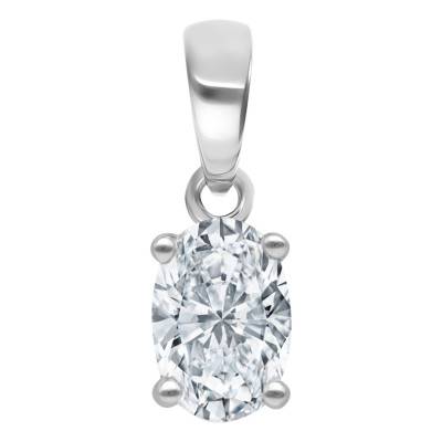 Pendentif Diamant Solitaire Ovale 0,50 ct GIA en Or Blanc 750 - Divine