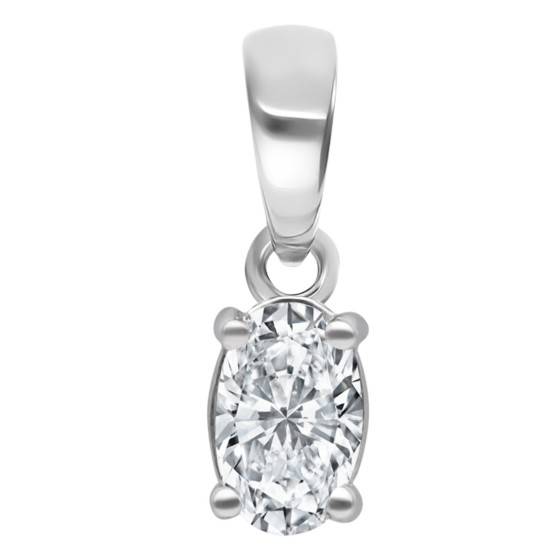 Pendentif Solitaire Diamant 30 Carats Traité - Argent 925 - Certifié - Couleur Blanc Cassé - Longueur Chaîne 18 Pouces
