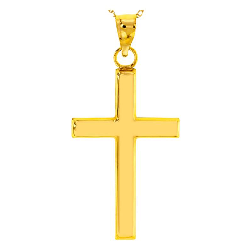375 Yellow Gold Catholic Cross Pendant - Emanessence