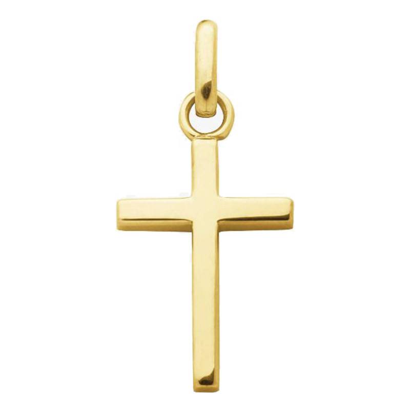 750/1000 Yellow Gold Mini Square Wire Cross Pendant, 9 x 14 mm - Augis