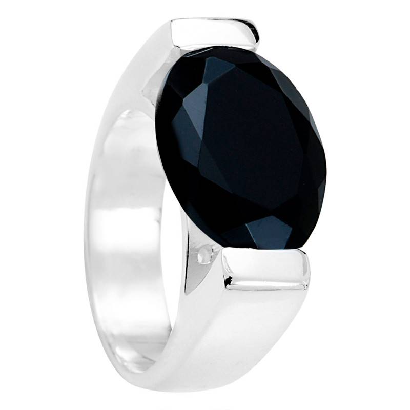 "Germaine Black Onyx 925 Silver Ring" - Clio Blue