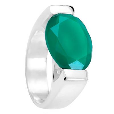 Emilienne 925 Silver & Green Onyx Ring - Clio Blue
