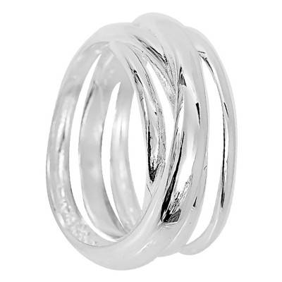 "Triple Band 925 Silver Ring" - Clio Blue