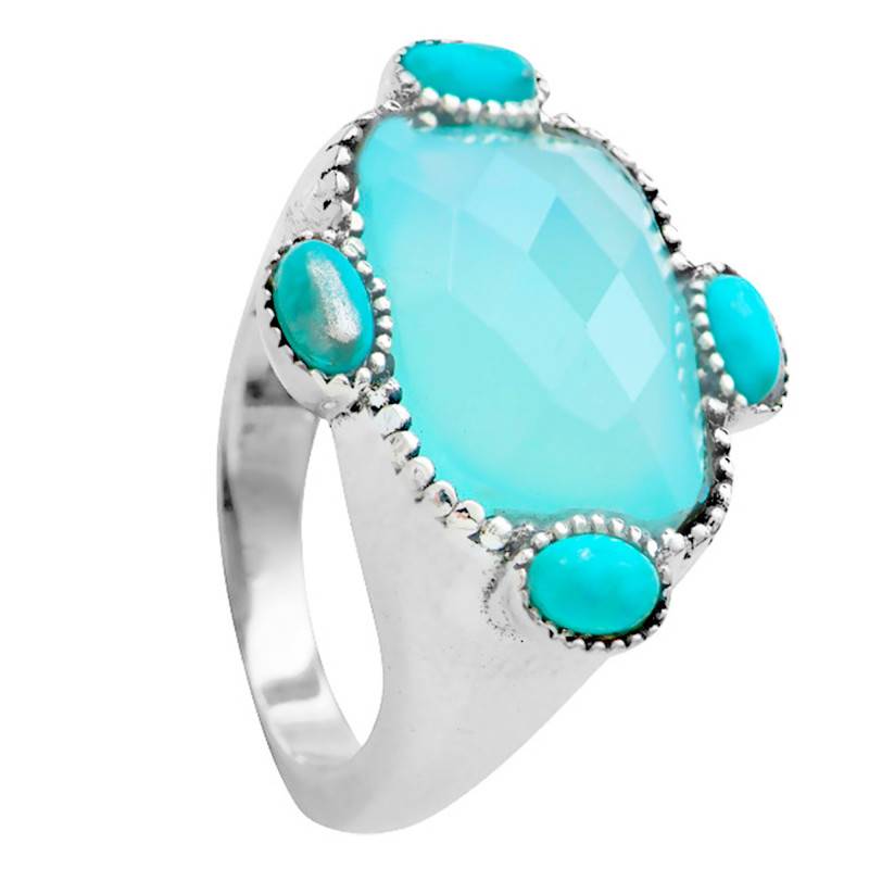 Frida 925/1000 Silver & Cabochon Ring - Clio Blue