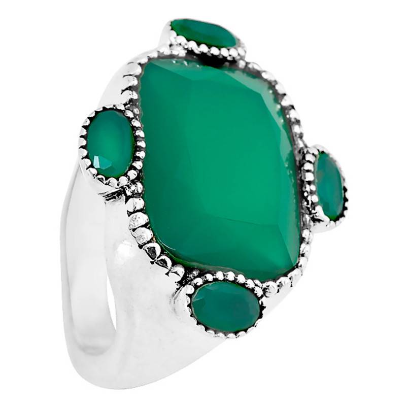 Frida 925 Silver & Green Onyx Ring - Clio Blue