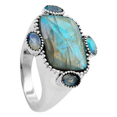 Frida 925/1000 Silver & Labradorite Ring - Clio Blue