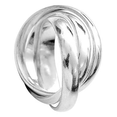 Sylvain 925 Silver Three Interlocked Bands Ring - Clio Blue