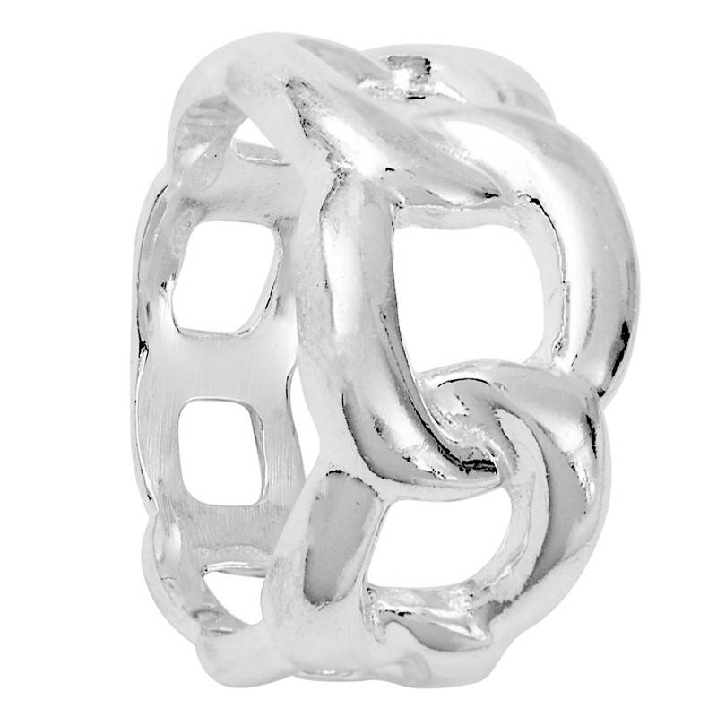 925 Silver Rolo Chain Ring - Clio Blue