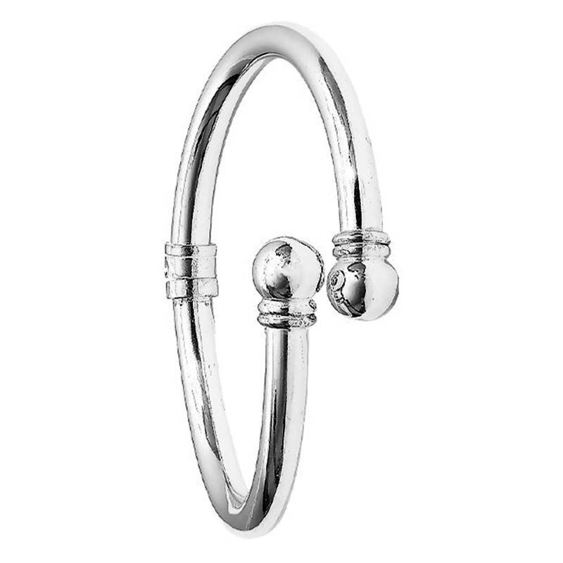 925 Silver Ball End Bangle Bracelet, Width 5.90 mm - Clio Blue