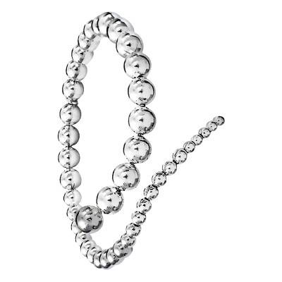925 Silver Bead Chain Bangle, Diameters 6 cm and 6.5 cm, Width 4 mm to 8 mm - Clio Blue