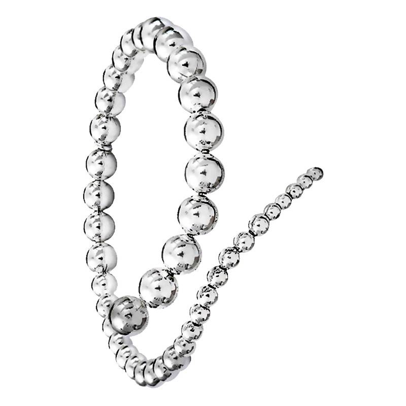 925 Silver Bead Chain Bangle, Diameters 6 cm and 6.5 cm, Width 4 mm to 8 mm - Clio Blue