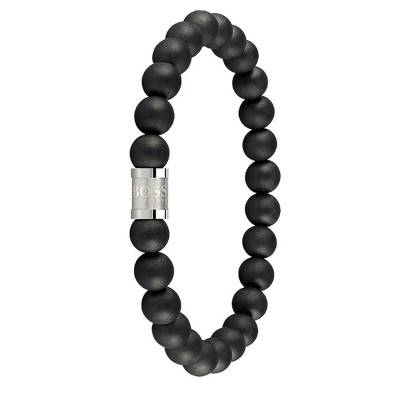 Stainless Steel & Onyx Bracelet, Length 19 cm - 1580042M - Boss