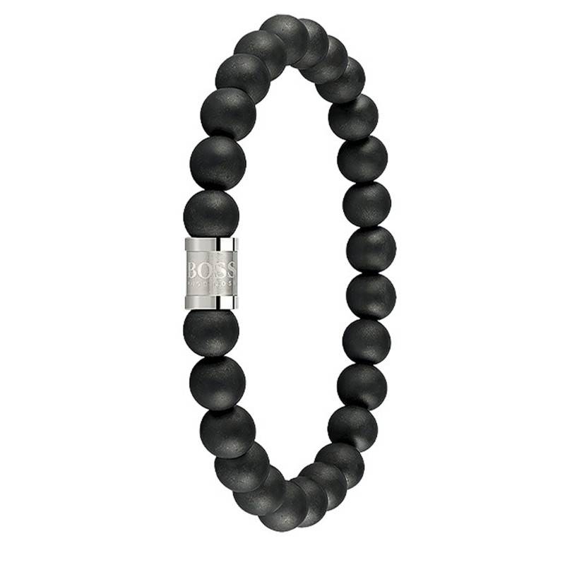 Stainless Steel & Onyx Bracelet, Length 19 cm - 1580042M - Boss