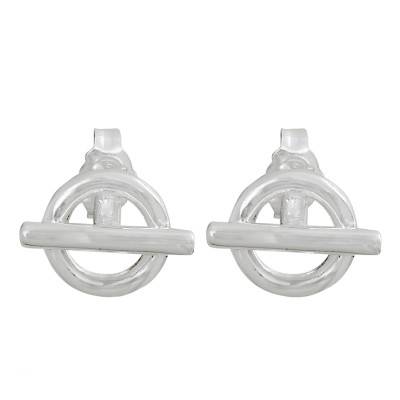 Silver Nautica Leverback Earrings - Clio Blue