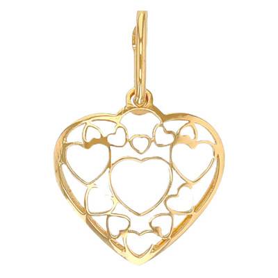 750/1000 Yellow Gold Art Deco Heart Pendant - Rosatella