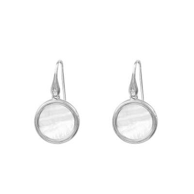 Boucles d'oreilles Medicis Pendantes Nacre en Argent - Clio Blue