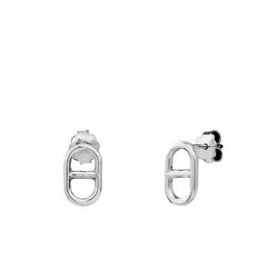 Boucles d'oreilles Puces Maille Marine en Argent - Clio Blue