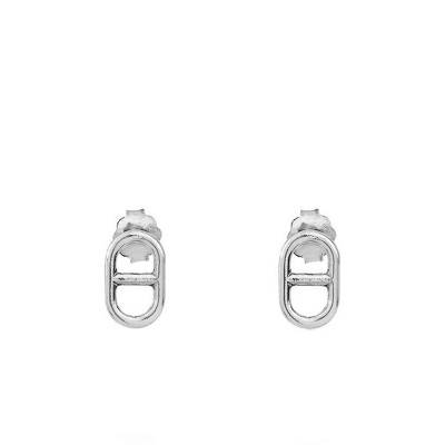 Silver Mariner Chain Stud Earrings - Clio Blue