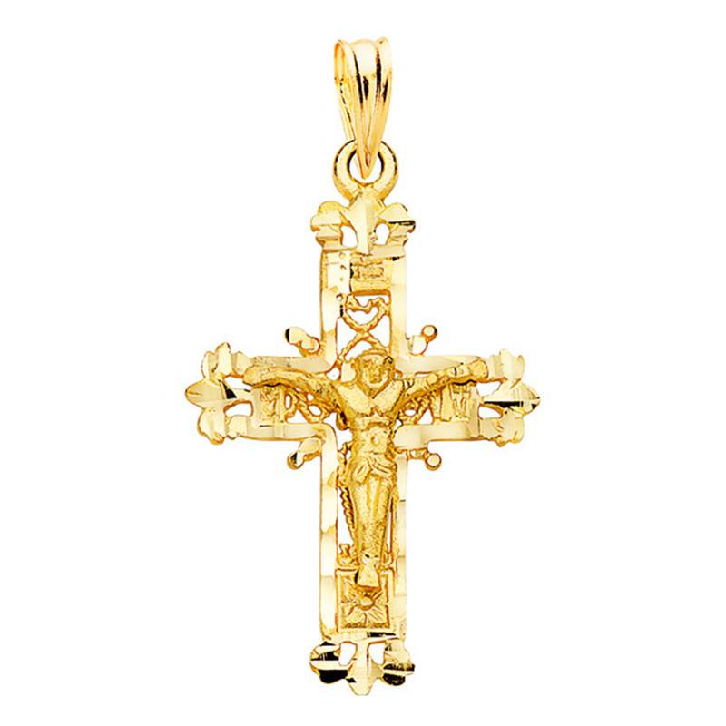 750/1000 Yellow Gold Filigree Christ Cross, 28mm Width - Lumiosa