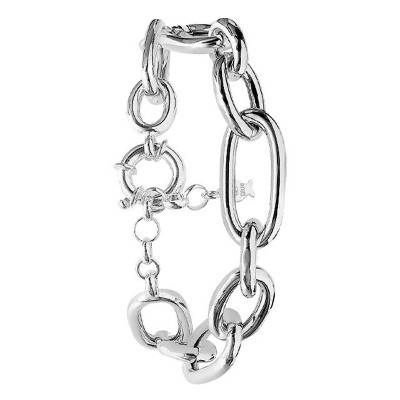 925 Silver Oval Link Ring Clasp Bracelet, 20 cm to 23 cm Length - Clio Blue