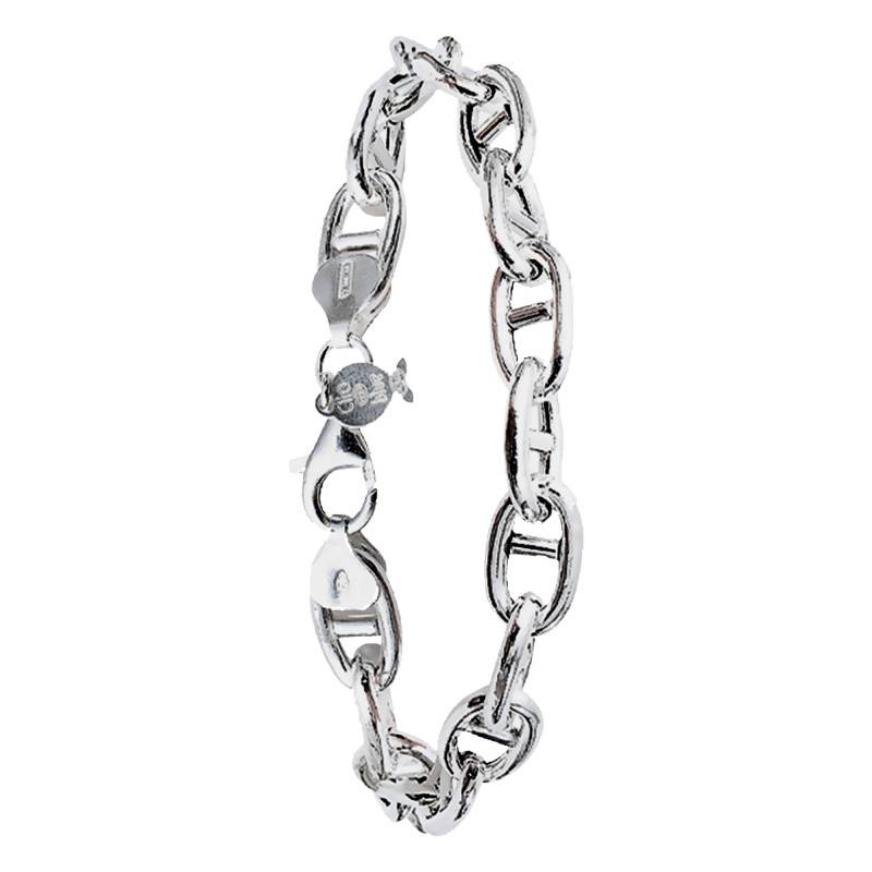 925 Sterling Silver Small Mariner Chain Bracelet, Length 18.5 cm - Clio Blue