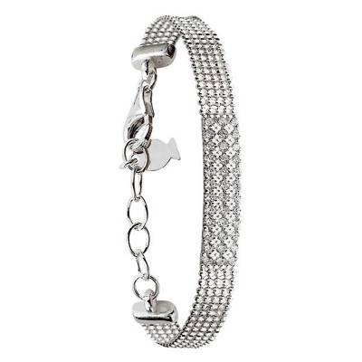 Bracelet Maille Boule & Pierres Blanches en Argent, 16 cm à 19 cm - Clio Blue