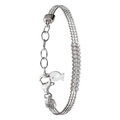 925 Silver & White Stone Bead Chain Bracelet, Width 4 mm, Length 15.5 cm to 20 cm - Clio Blue