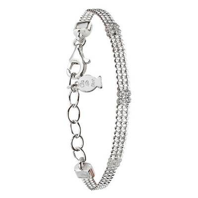 Camille 925 Sterling Silver & Cubic Zirconia Three-Row Bracelet, Length 15.50 cm to 20 cm - Clio Blue