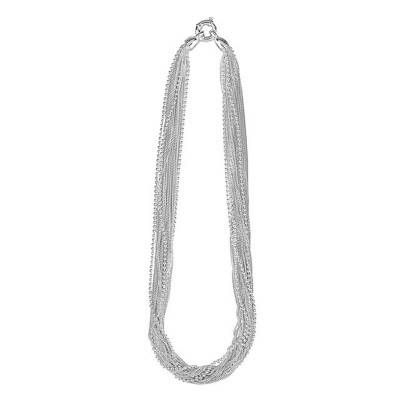 925 Silver Cable Chain and Bead Chain Necklace, Length 40 cm, Width 1 mm - Clio Blue