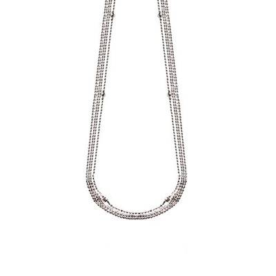 925 Silver Ninon Multi-Bead Chain Necklace, Length 39 cm to 44 cm - Clio Blue
