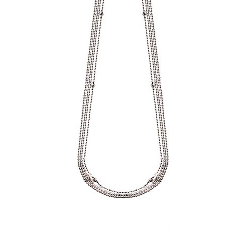 925 Silver Ninon Multi-Bead Chain Necklace, Length 39 cm to 44 cm - Clio Blue