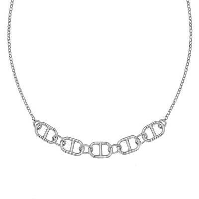 Collier Maille Jaseron et Marine en Argent , Longueur 39 à 45 cm - Clio Blue