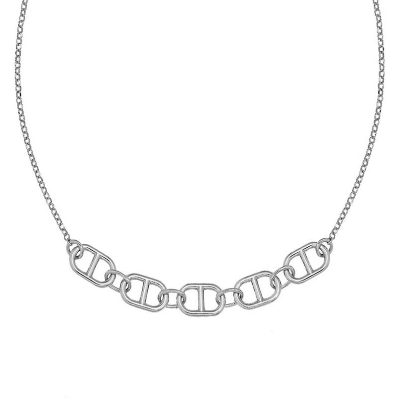 925 Silver Rolo and Mariner Chain Necklace, Length 39 cm to 45 cm - Clio Blue