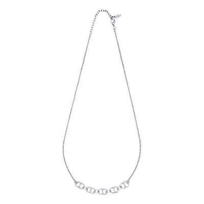 Collier Maille Jaseron et Marine en Argent , Longueur 39 à 45 cm - Clio Blue