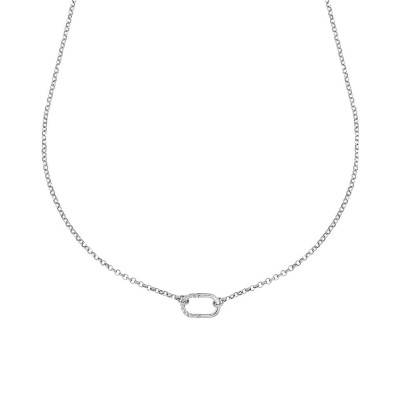 925 Silver Rolo Chain and Oval Link Necklace, Length 40 cm to 46 cm - Clio Blue