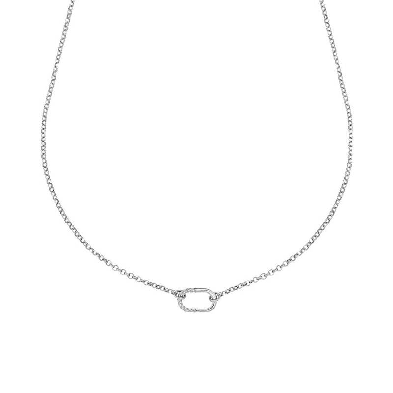 925 Silver Rolo Chain and Oval Link Necklace, Length 40 cm to 46 cm - Clio Blue