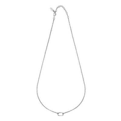 925 Silver Rolo Chain and Oval Link Necklace, Length 40 cm to 46 cm - Clio Blue