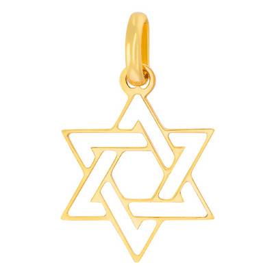 Openwork Star of David 375/1000 or 750/1000 Yellow Gold Pendant - Rosatella
