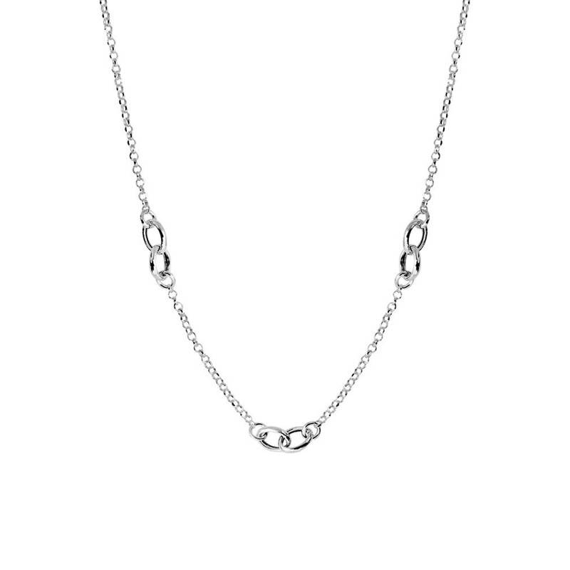 925 Silver Rolo Chain Necklace, Length 39 cm to 44 cm, Width 5 mm - Clio Blue