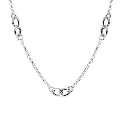 925 Silver Rolo Chain Necklace, Length 39 cm to 44 cm, Width 5 mm - Clio Blue