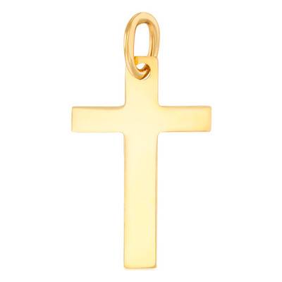 Yellow Gold 375 or 750 Smooth Rectangular Catholic Cross - Rosatella