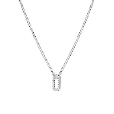 Collier Maille Jaseron Pendentif en Argent & Oxydes de Zirconium, Longueur 42 à 47 cm - Clio Blue