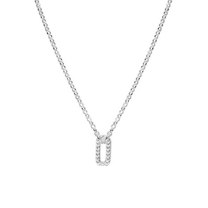 925 Silver & Cubic Zirconia Rolo Chain Necklace, Length 42 cm to 47 cm - Clio Blue
