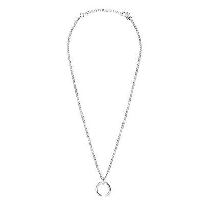 Collier Maille Jaseron Pendentif Anneau en Argent, Longueur 45 à 50 cm - Clio Blue