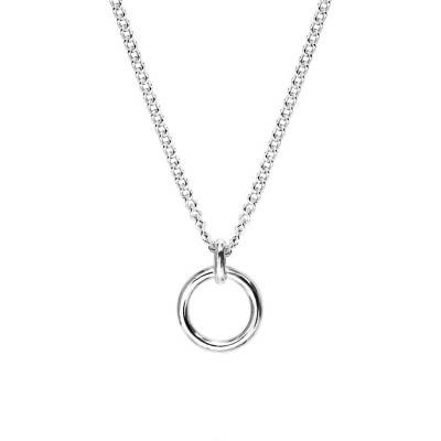 Collier Maille Jaseron Pendentif Anneau en Argent, Longueur 45 à 50 cm - Clio Blue