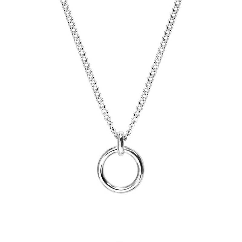 925 Silver Rolo Chain Ring Pendant Necklace, Length 45 cm to 50 cm - Clio Blue