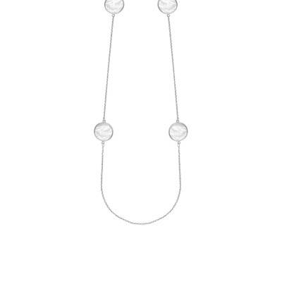 925 Silver & Mother-of-Pearl Stone Necklace, 88 cm Length - Clio Blue