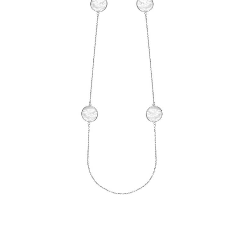 925 Silver & Mother-of-Pearl Stone Necklace, 88 cm Length - Clio Blue