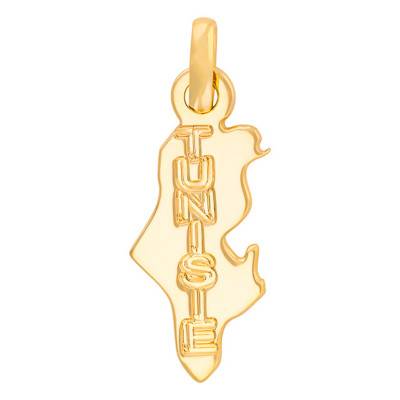 Pendentif Carte Tunisie Gravée, Or Jaune 375 ou 750 - Rosatella
